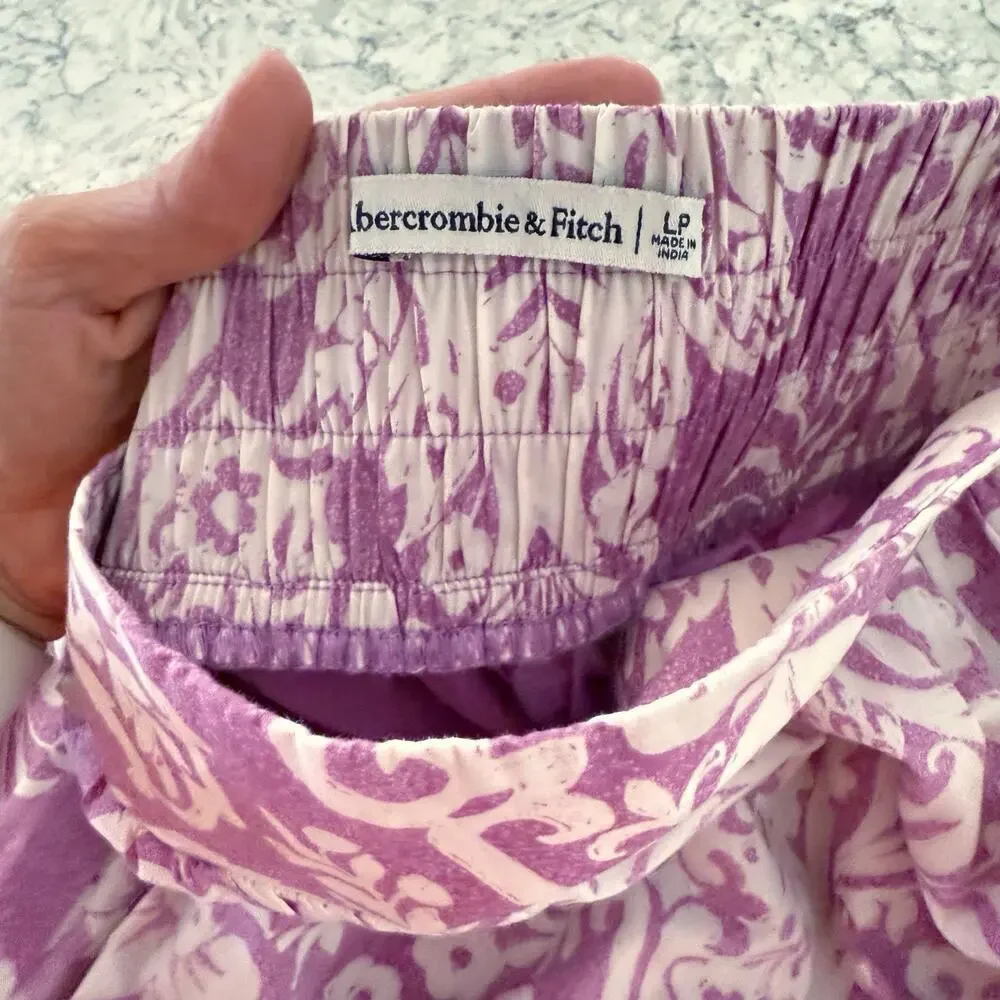Abercrombie & Fitch LP Midi Skirt Large Petite Lavender White Pockets